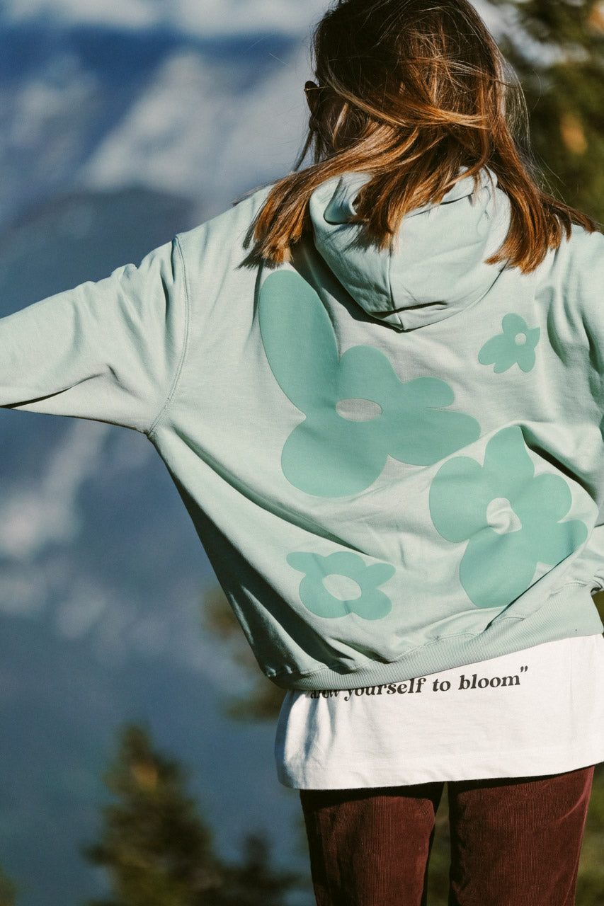 Flowers Hoodie Sweatshirt - Aloe